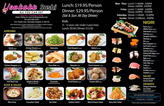 All you can eat menu